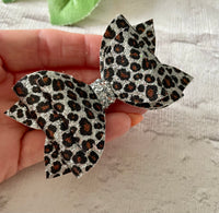 Leopard print hair bow