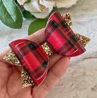 Tartan red hair bow