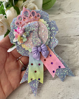 Rainbow age princess birthday badge