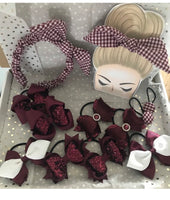 Burgundy school hair bows