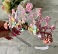 Pink butterfly crown