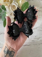 Black glitter hair bow