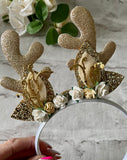 Christmas gold reindeer headband