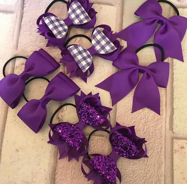 Purple school hair bows