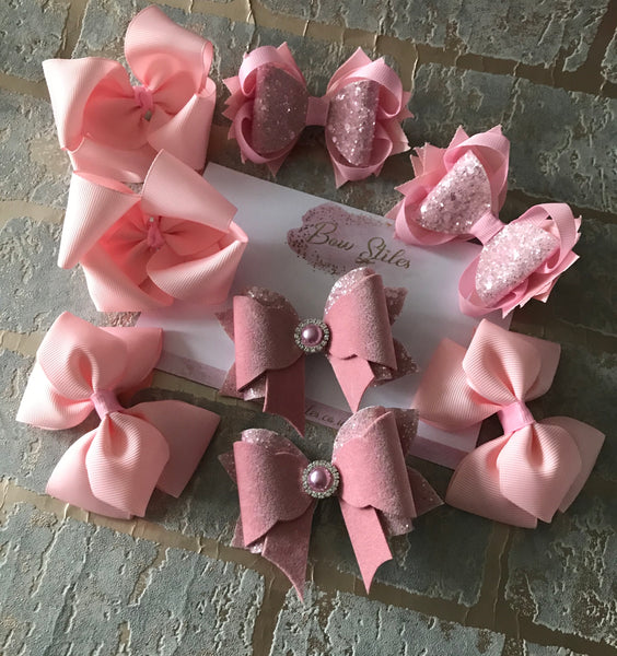 pink hair bows