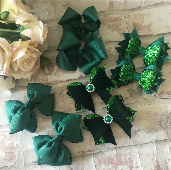 green school hair bows