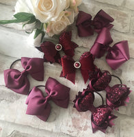 Burgundy hair bows for school