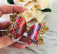 Tartan red hair bow