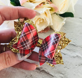 Tartan red hair bow