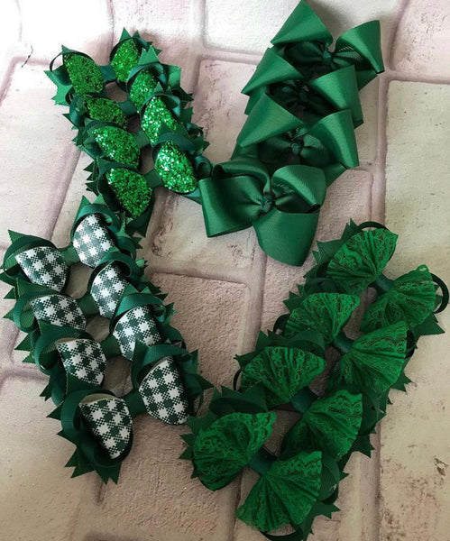 green school hair bows