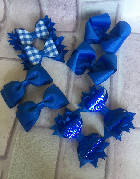 School hair bows in selection of different colours