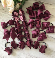 Burgundy hair bows for school