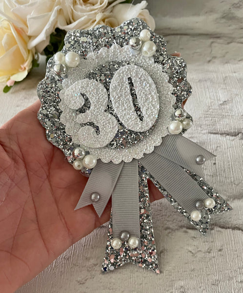 Sliver 30th birthday badge