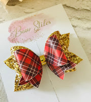 Tartan red hair bow