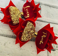 red personalised hair bow