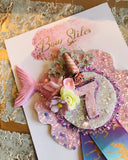 Mermaid and unicorn age princess birthday badge