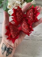 Red glitter hair bow