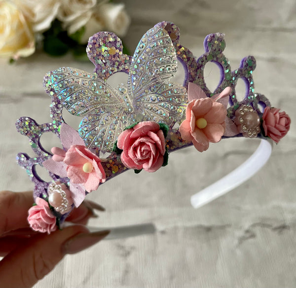 Purple butterfly crown