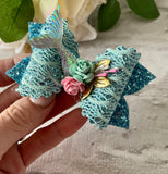 Blue mermaid hair bow