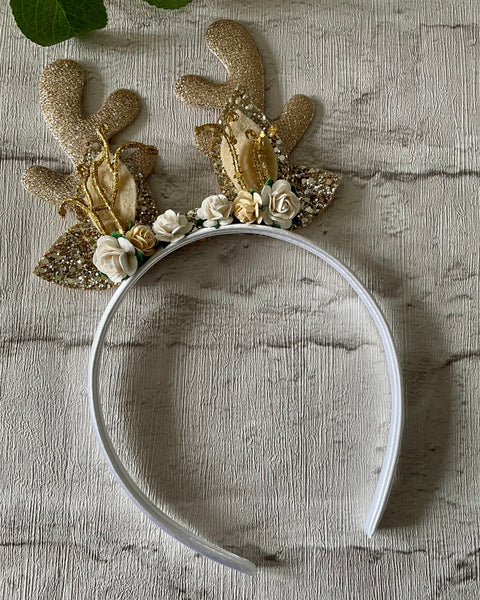 Christmas gold reindeer headband