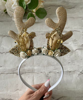 Christmas gold reindeer headband