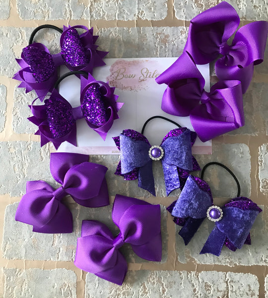 Purple hair bows for school