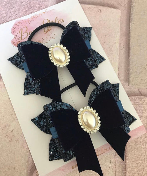 Navy hair bows