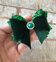 Green hair bows