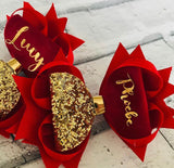 red personalised hair bow