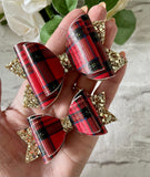 Red tartan Christmas hair bow